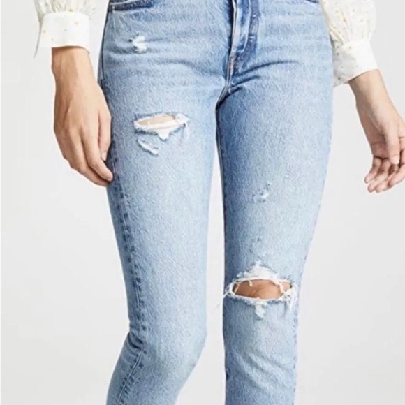 Women's Light Blue Distressed Jeans - Picture 2 of 8